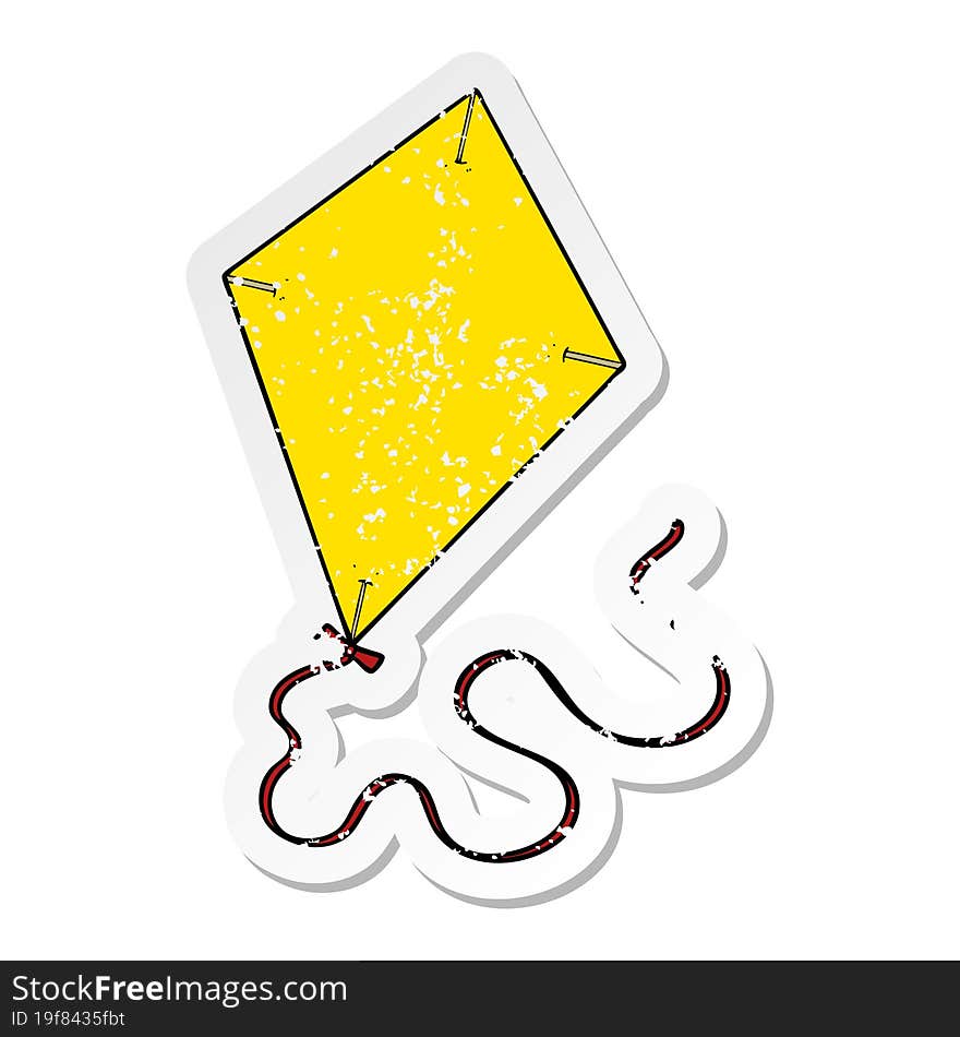 distressed sticker of a cartoon flying kite