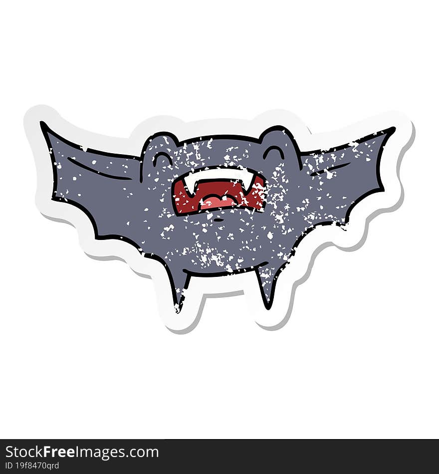 distressed sticker of a cartoon vampire bat