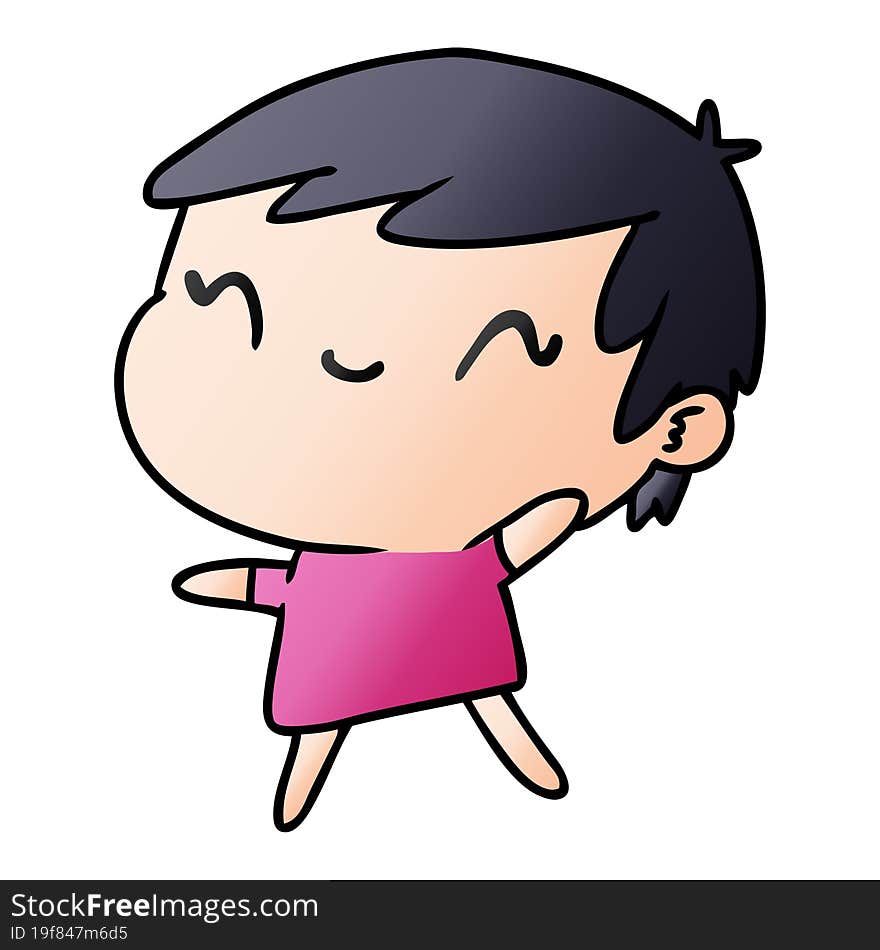 gradient cartoon illustration of a cute kawaii girl. gradient cartoon illustration of a cute kawaii girl