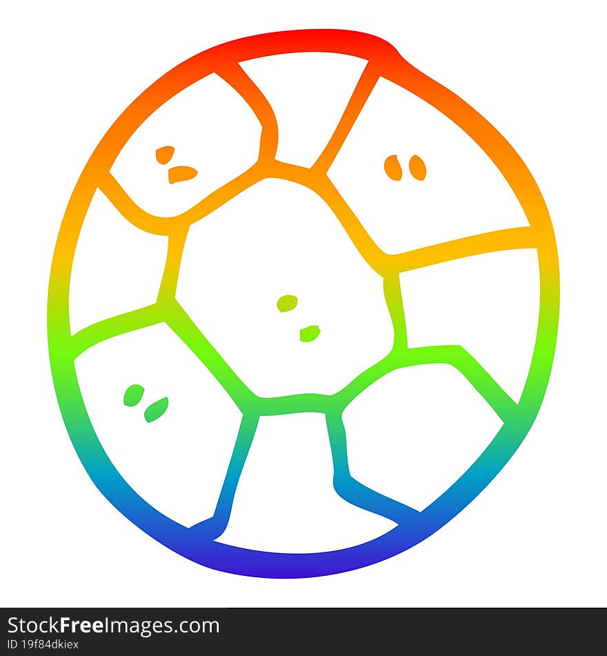 rainbow gradient line drawing cartoon soccer ball