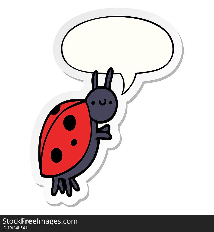 cartoon ladybug with speech bubble sticker. cartoon ladybug with speech bubble sticker