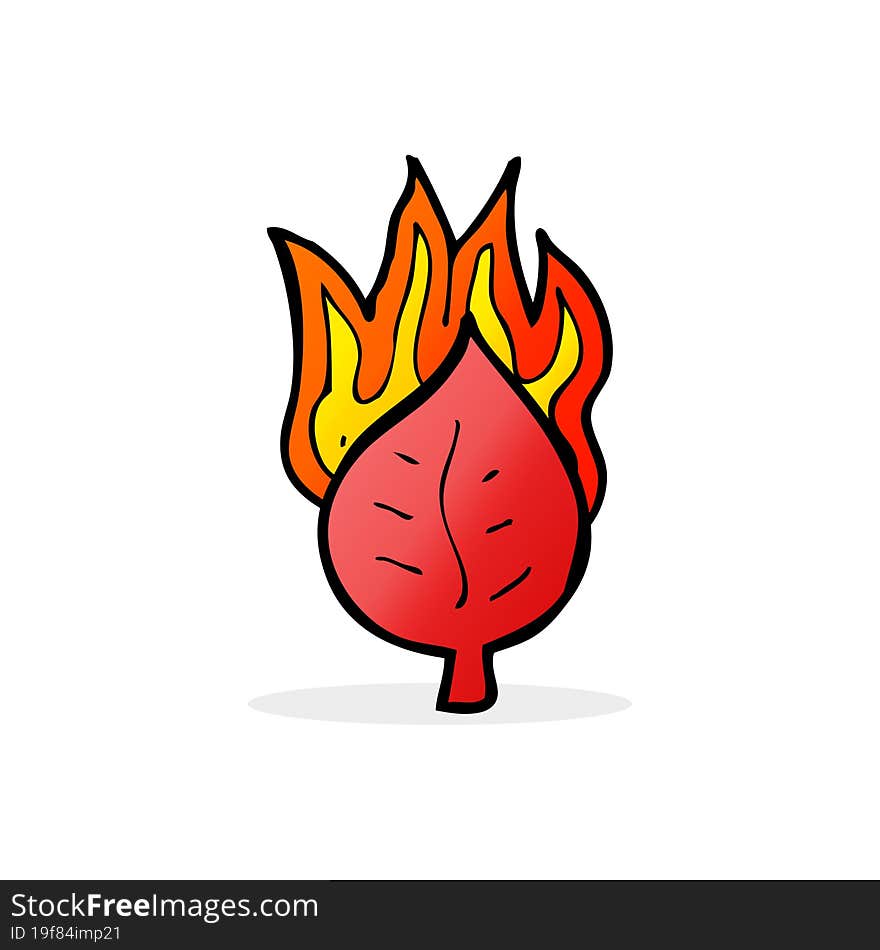 cartoon leaf on fire symbol