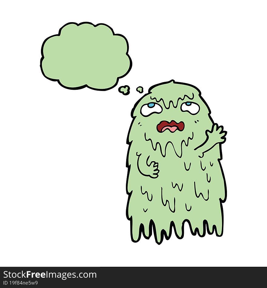 gross cartoon ghost with thought bubble