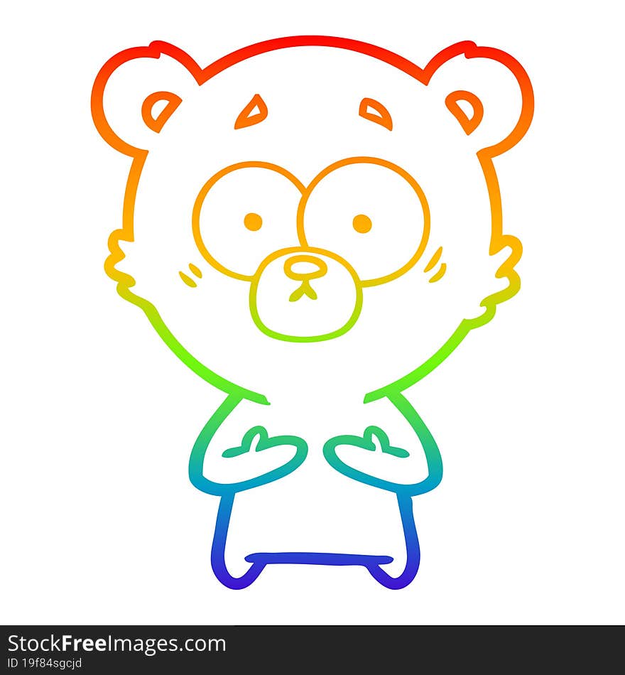 rainbow gradient line drawing surprised bear cartoon