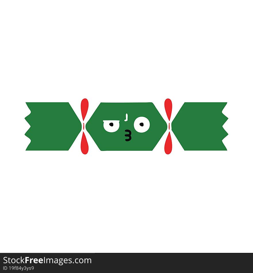 flat color retro cartoon christmas cracker