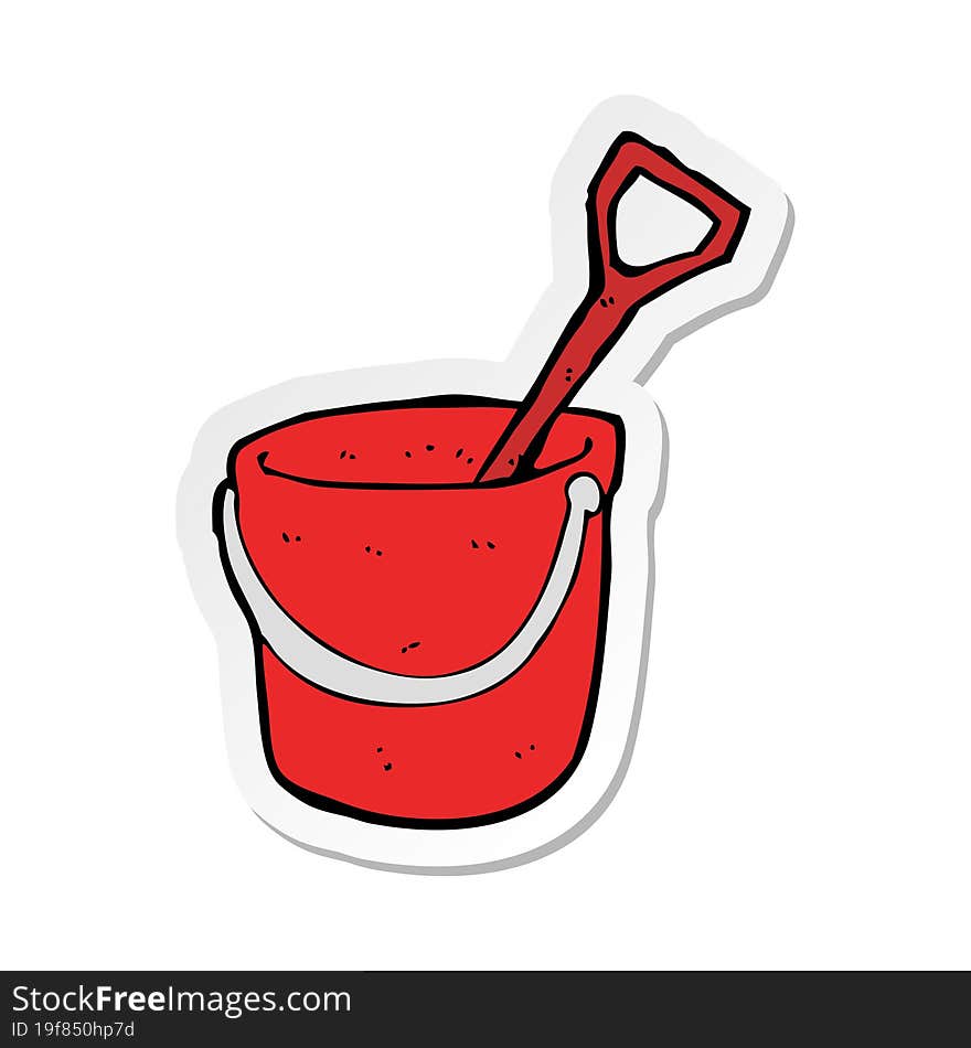 sticker of a cartoon bucket and spade