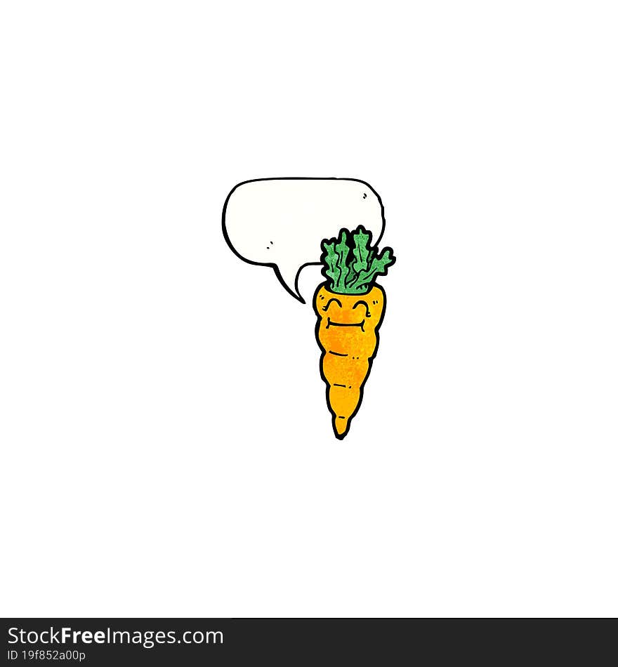 happy cartoon carrot with speech bubble