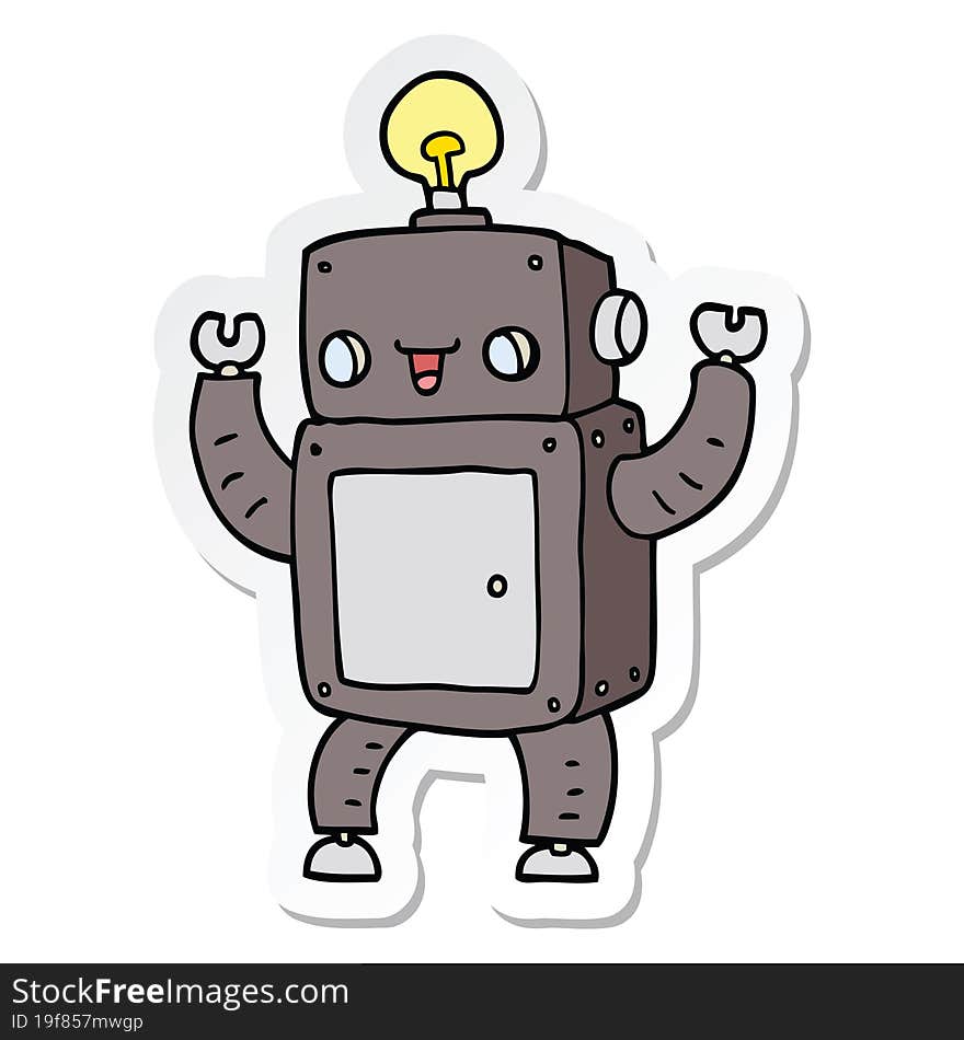 sticker of a cartoon happy robot