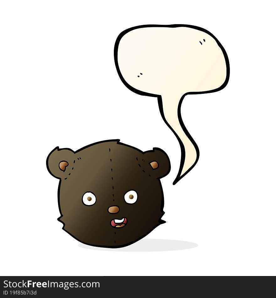 Cartoon Black Teddy Bear Head With Speech Bubble