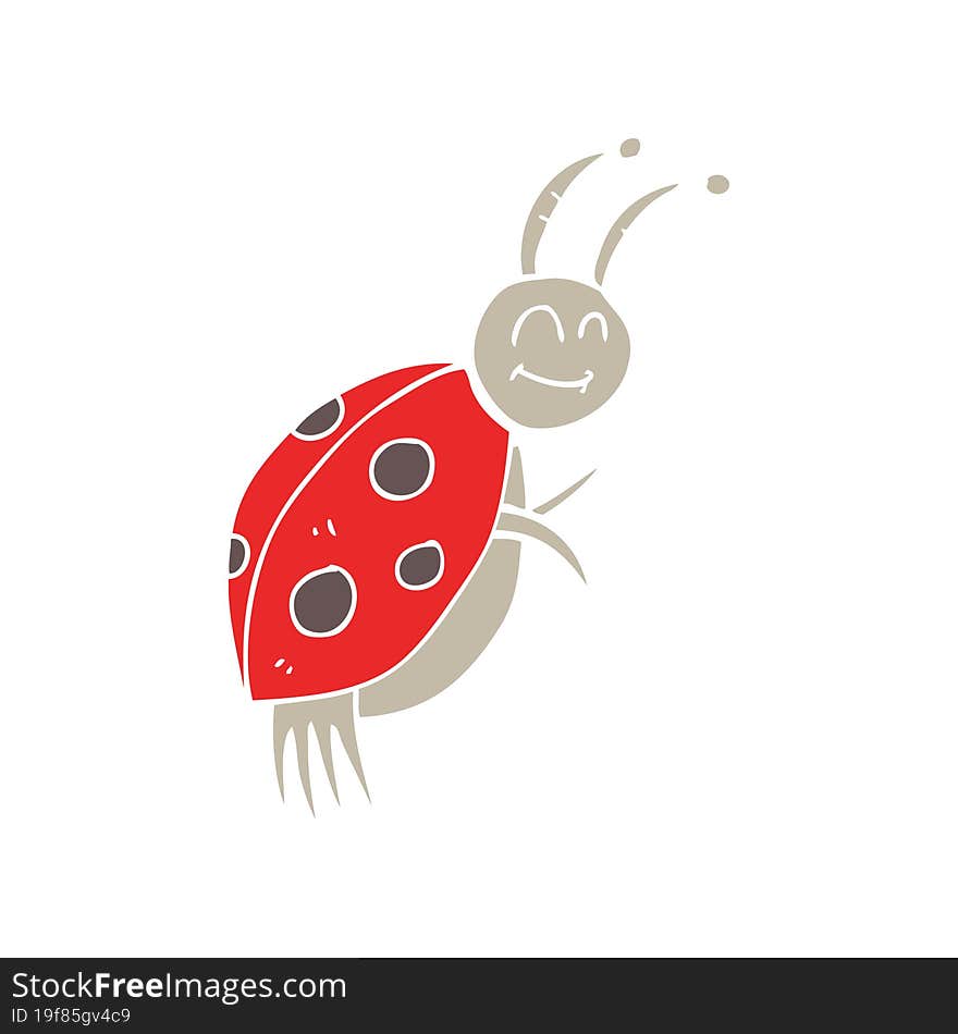 flat color illustration of a cartoon ladybug