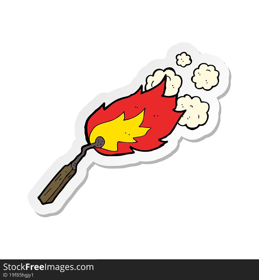 sticker of a cartoon burning match