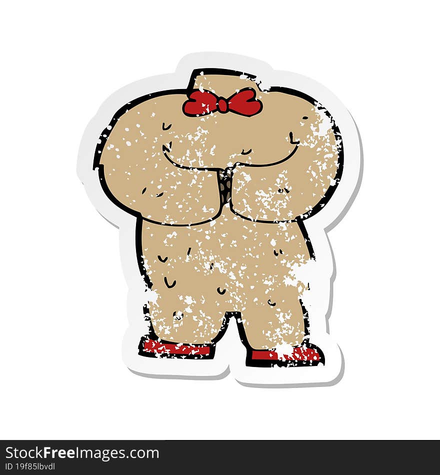 retro distressed sticker of a cartoon teddy bear body