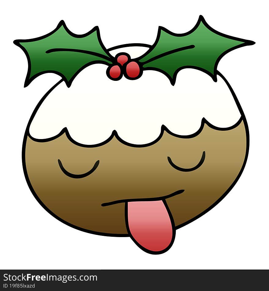 Quirky Gradient Shaded Cartoon Christmas Pudding