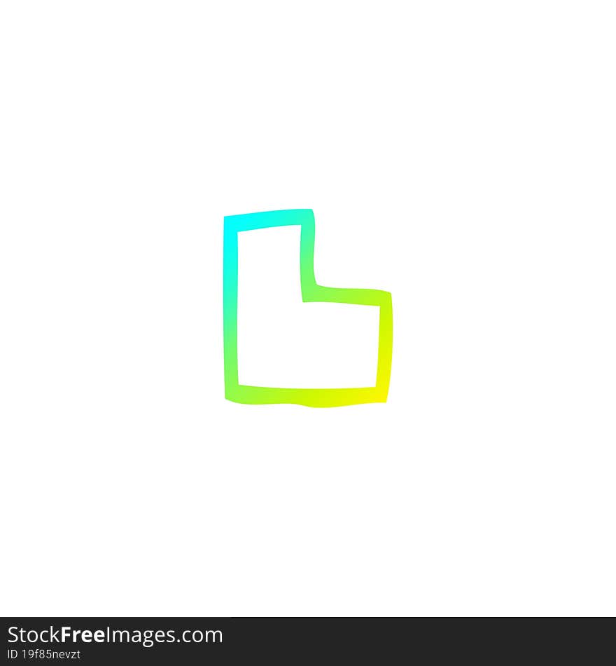 cold gradient line drawing of a cartoon letter l