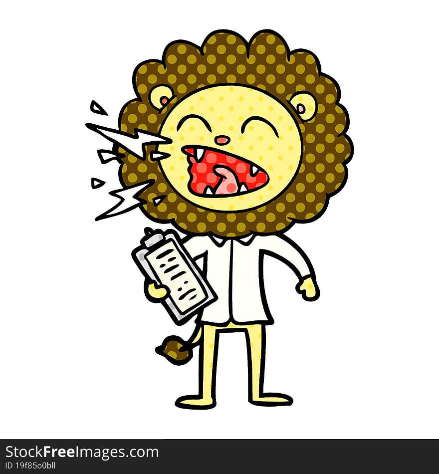 cartoon roaring lion doctor. cartoon roaring lion doctor