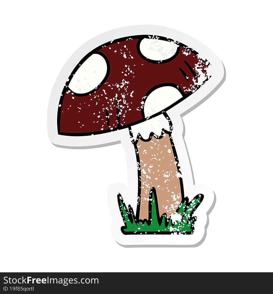 Distressed Sticker Cartoon Doodle Of A Toad Stool