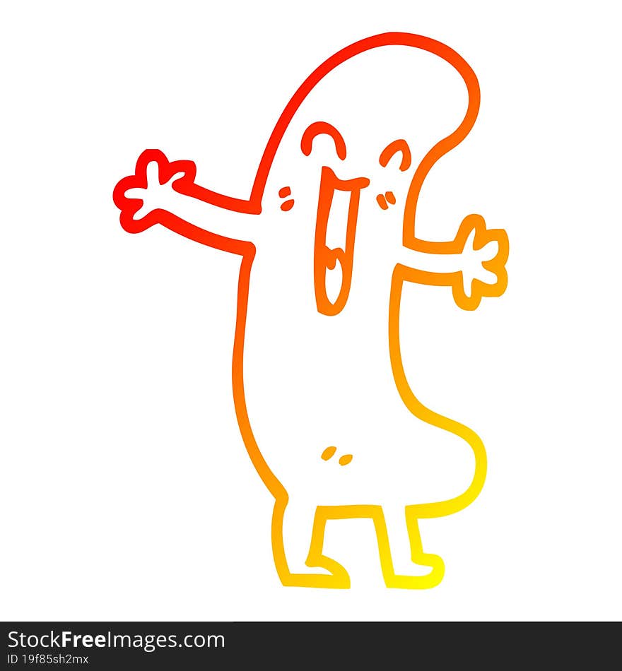 warm gradient line drawing of a cartoon happy sausage