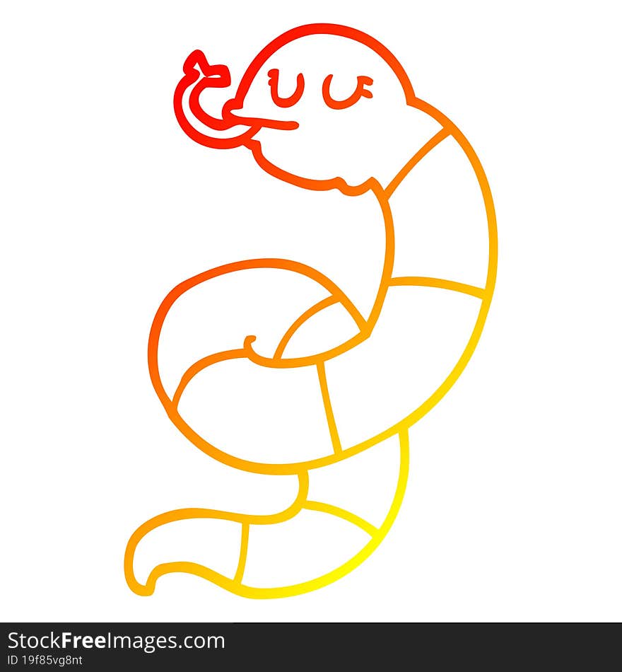 warm gradient line drawing cartoon snake coiled