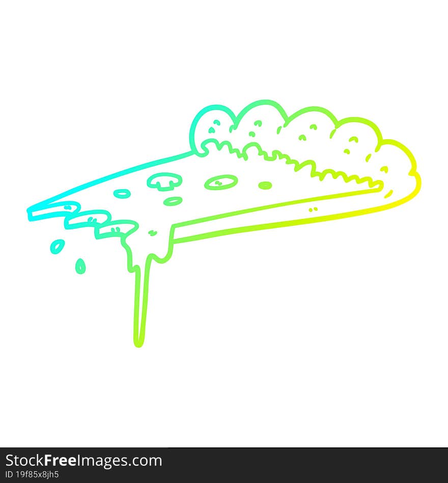 Cold Gradient Line Drawing Cartoon Slice Of Pizza