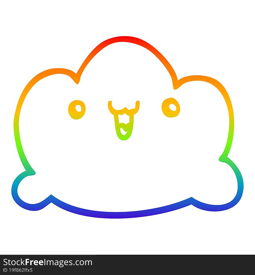 rainbow gradient line drawing cartoon cloud