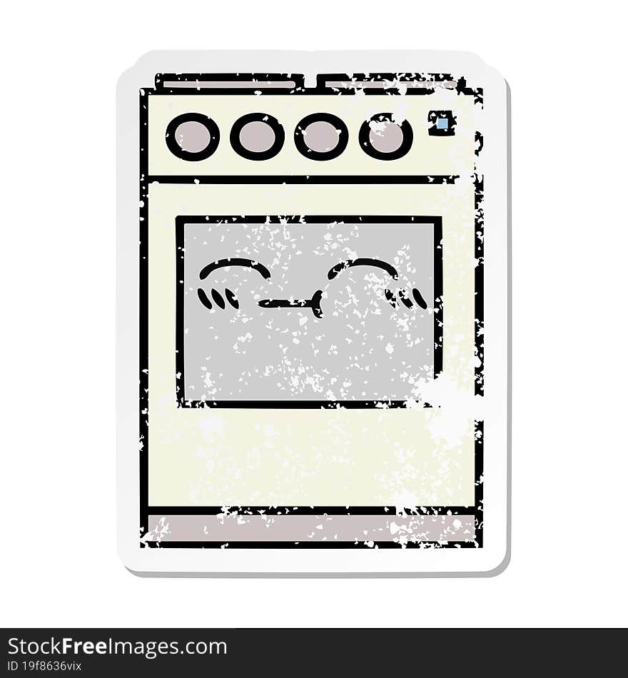 distressed sticker of a cute cartoon kitchen oven