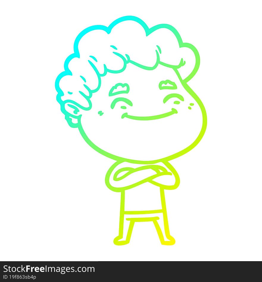 cold gradient line drawing cartoon friendly man