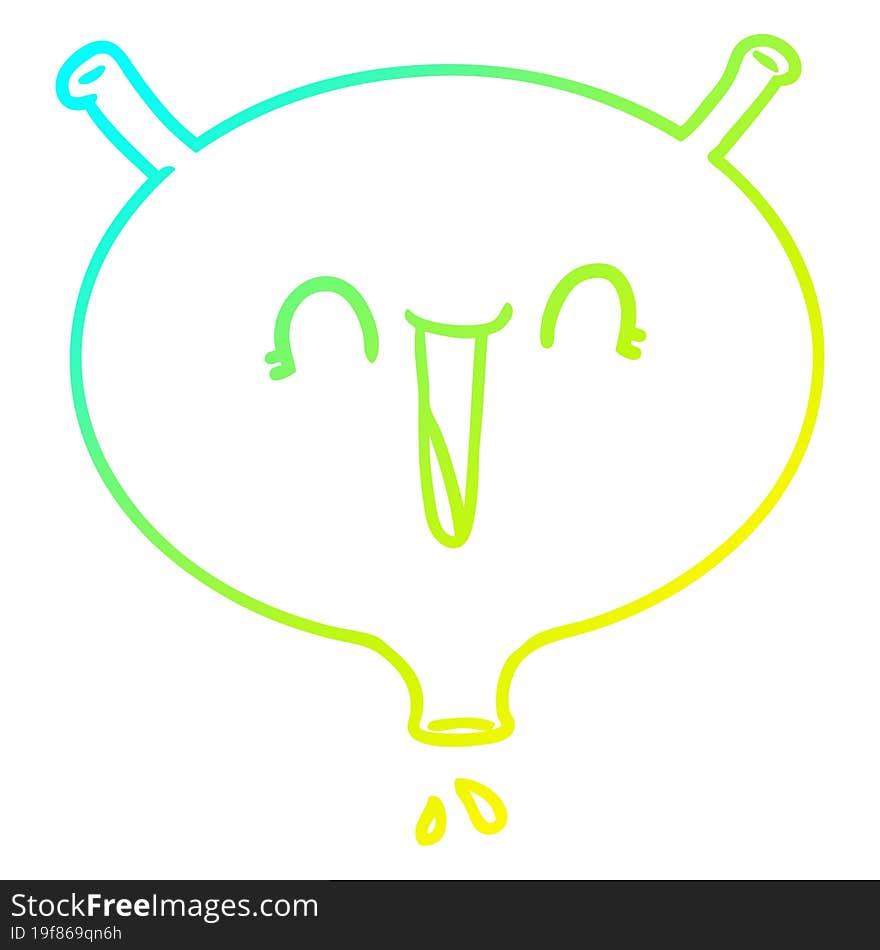 cold gradient line drawing of a cartoon laughing bladder