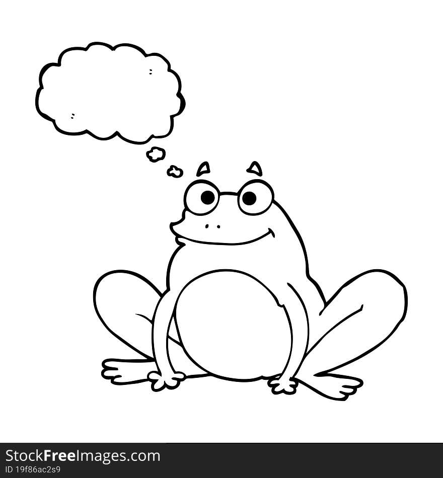 freehand drawn thought bubble cartoon happy frog