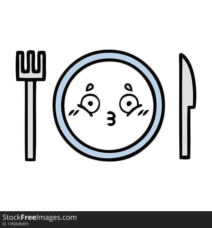 cute cartoon of a dinner plate. cute cartoon of a dinner plate