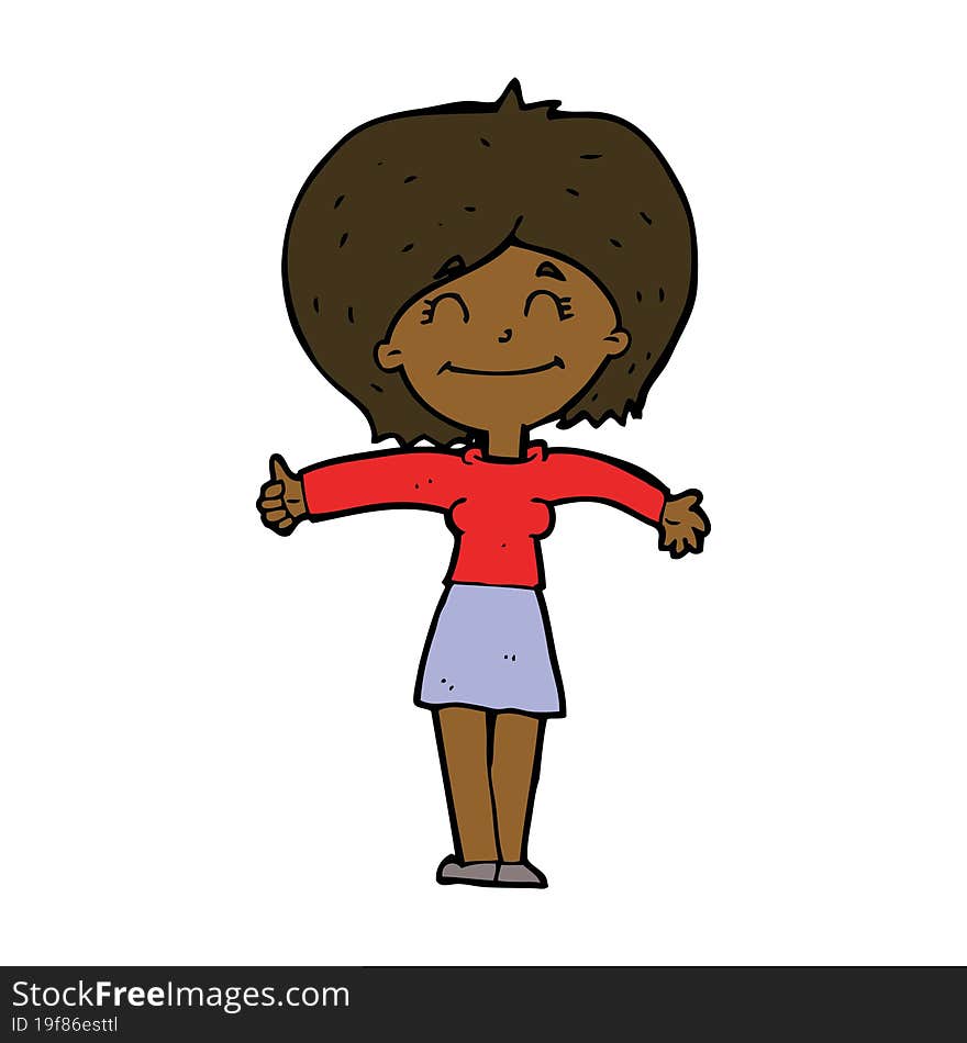 cartoon woman giving thumbs up sign