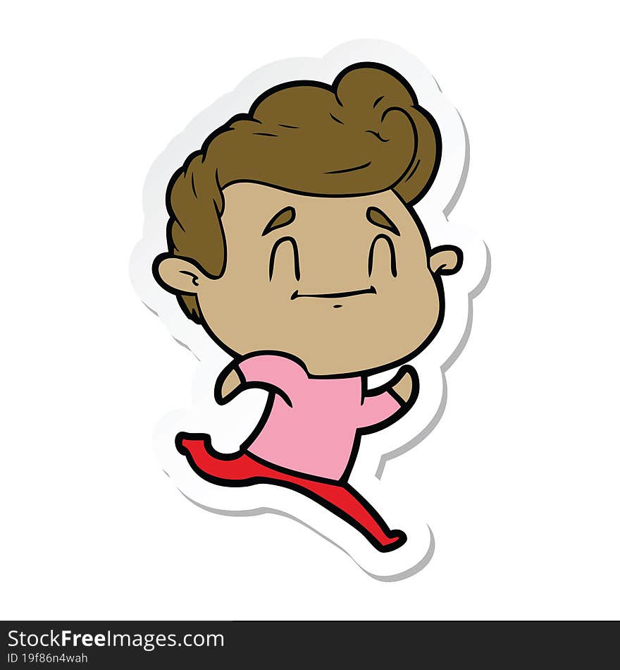 Sticker Of A Running Cartoon Man