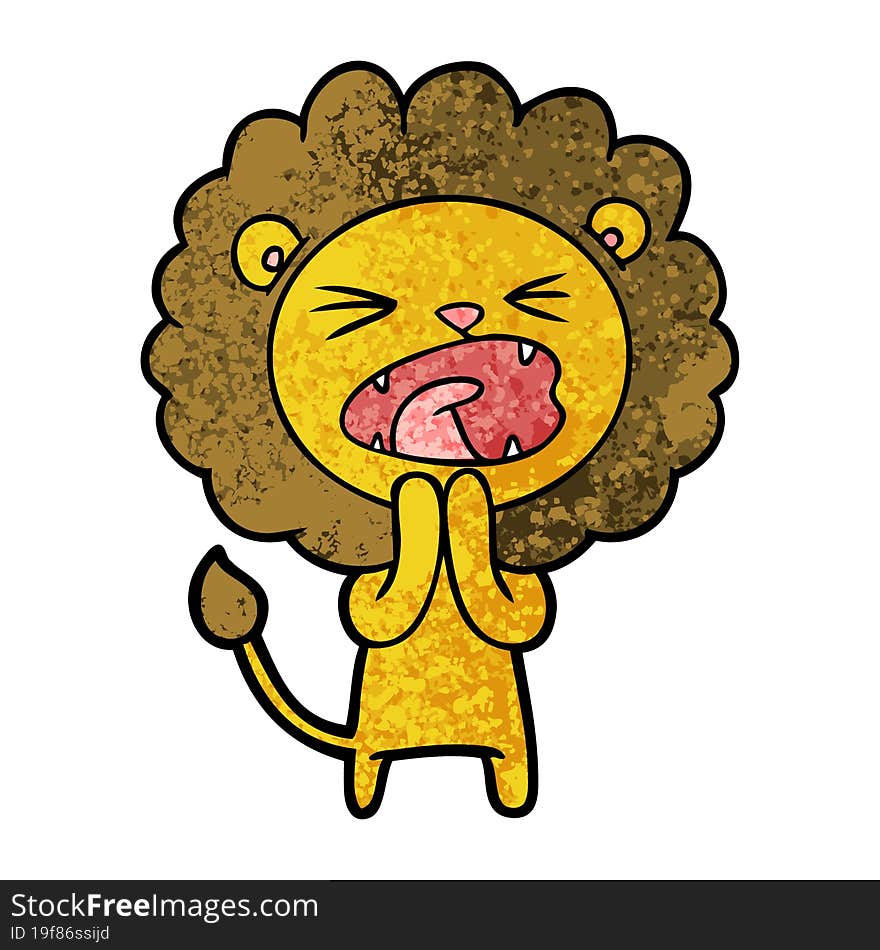 cartoon lion praying. cartoon lion praying