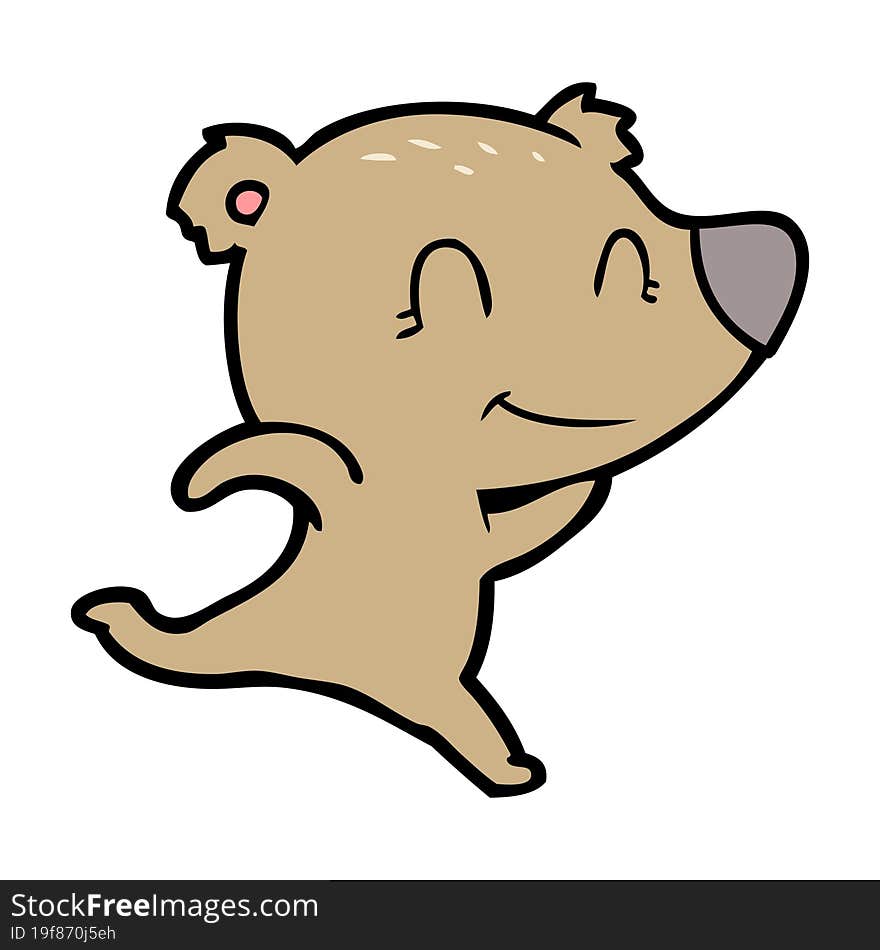 friendly bear running cartoon. friendly bear running cartoon