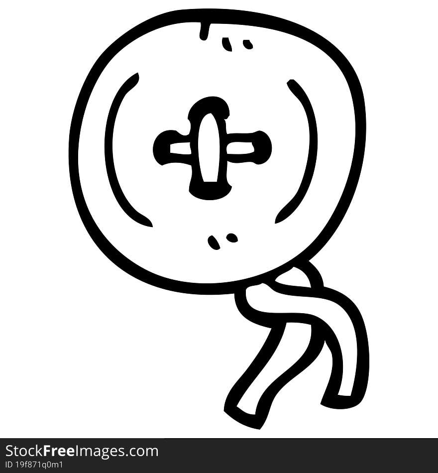 Line Drawing Cartoon Old Wooden Button