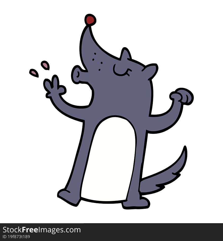 cartoon doodle howling wolf