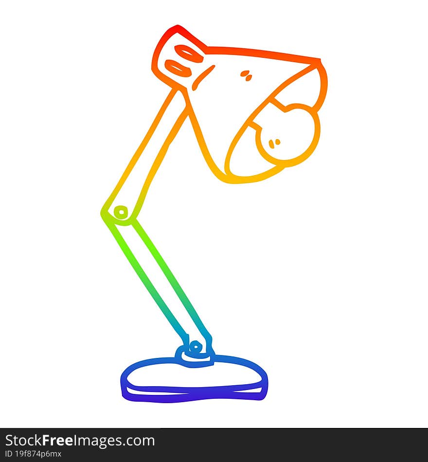 rainbow gradient line drawing cartoon office lamp