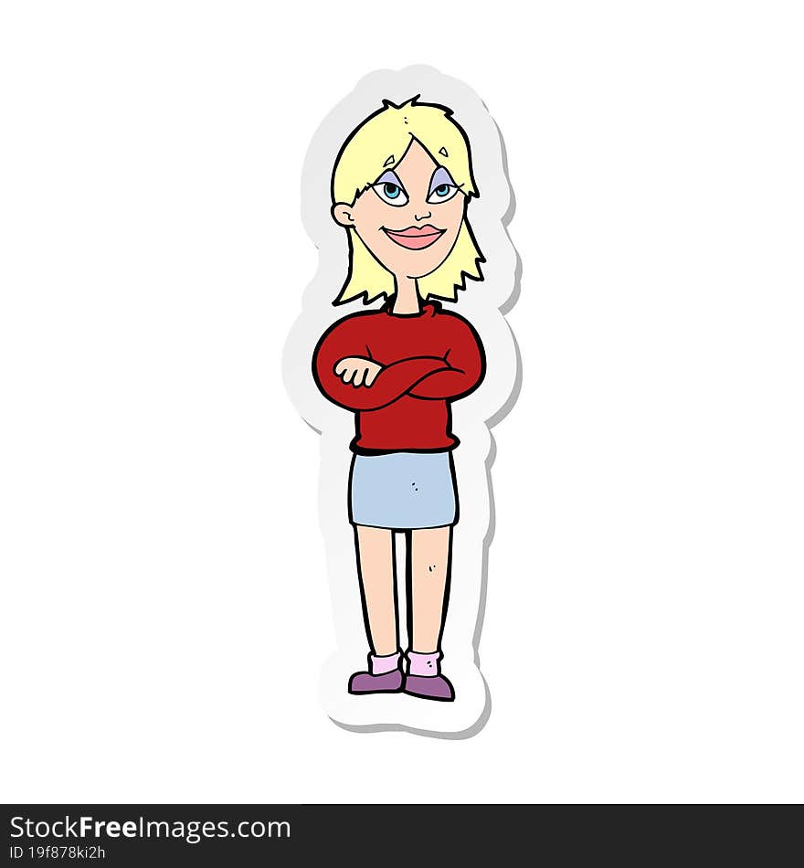 sticker of a cartoon proud woman