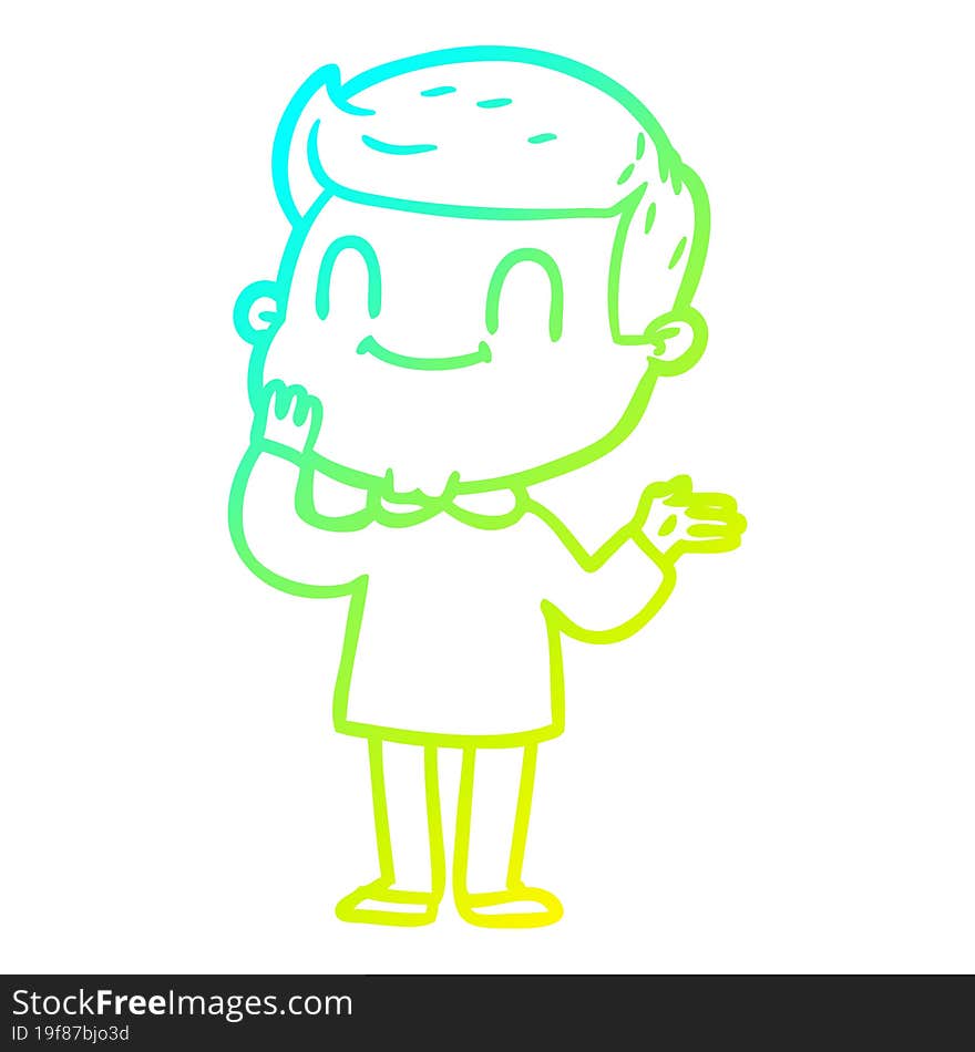 cold gradient line drawing of a cartoon friendly man