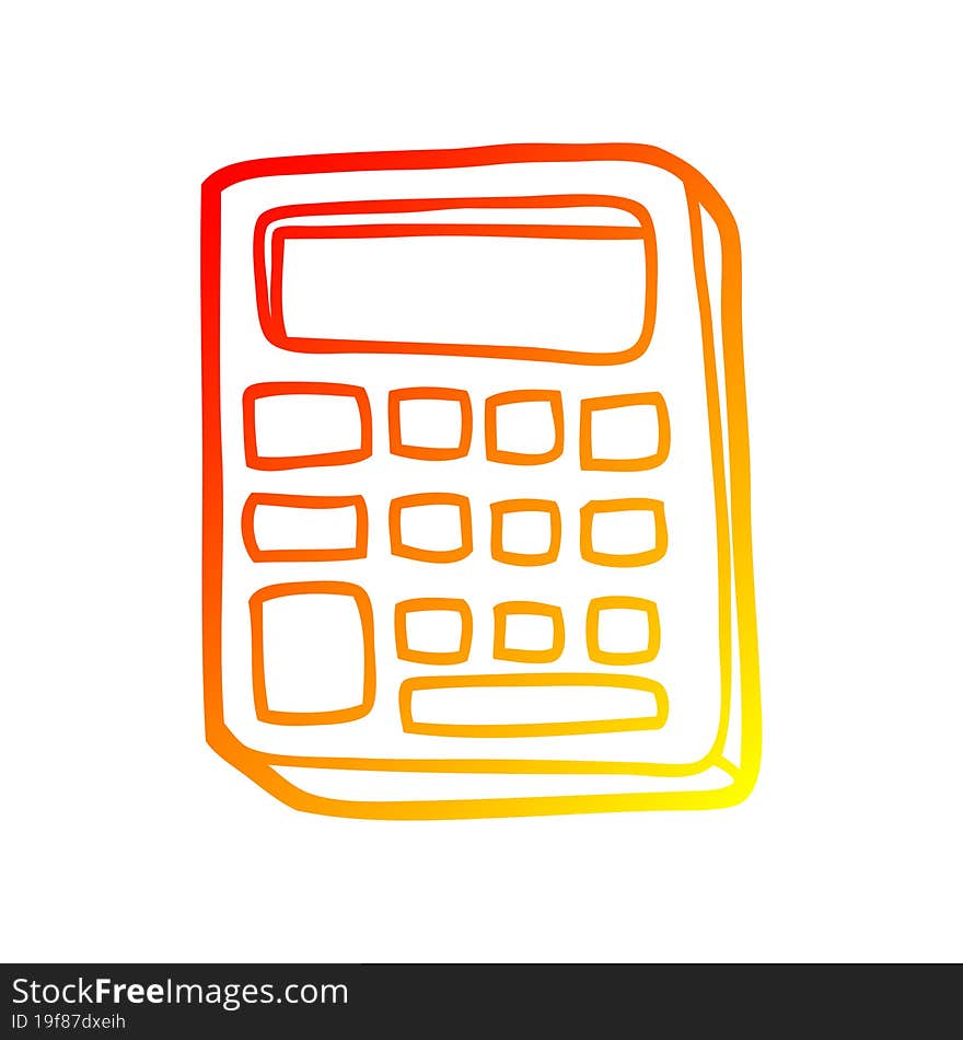 warm gradient line drawing of a cartoon calculator