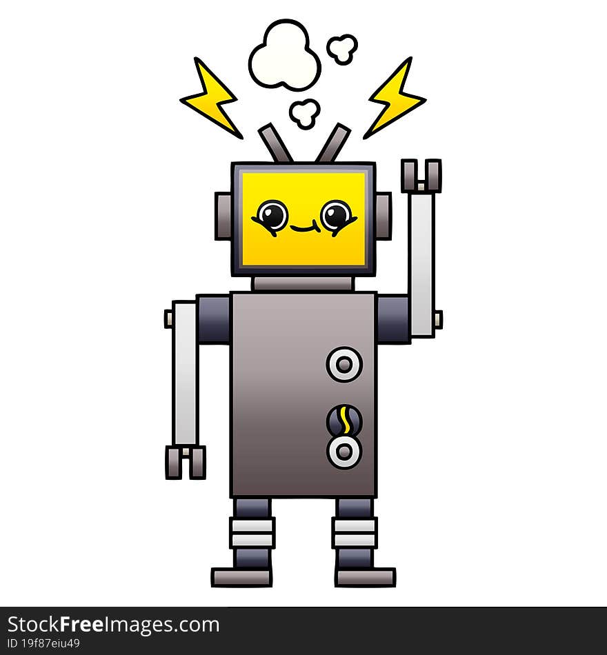 gradient shaded cartoon of a happy robot