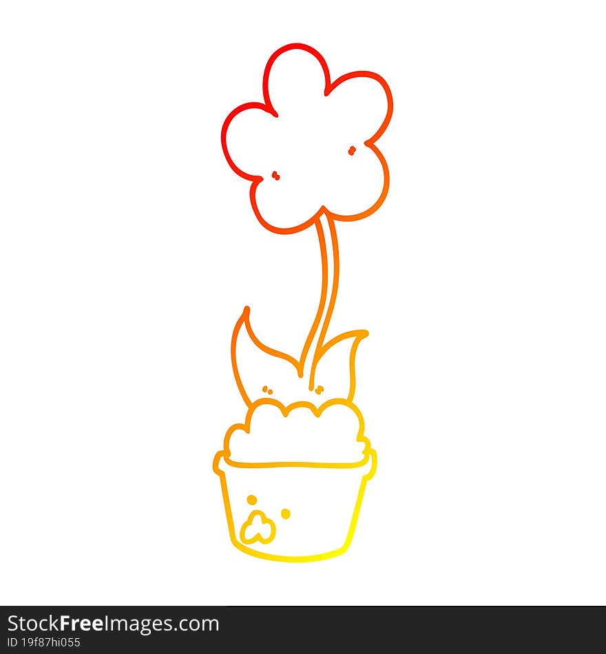 warm gradient line drawing cute cartoon flower