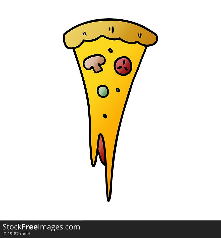 Gradient Cartoon Doodle Of A Slice Of Pizza