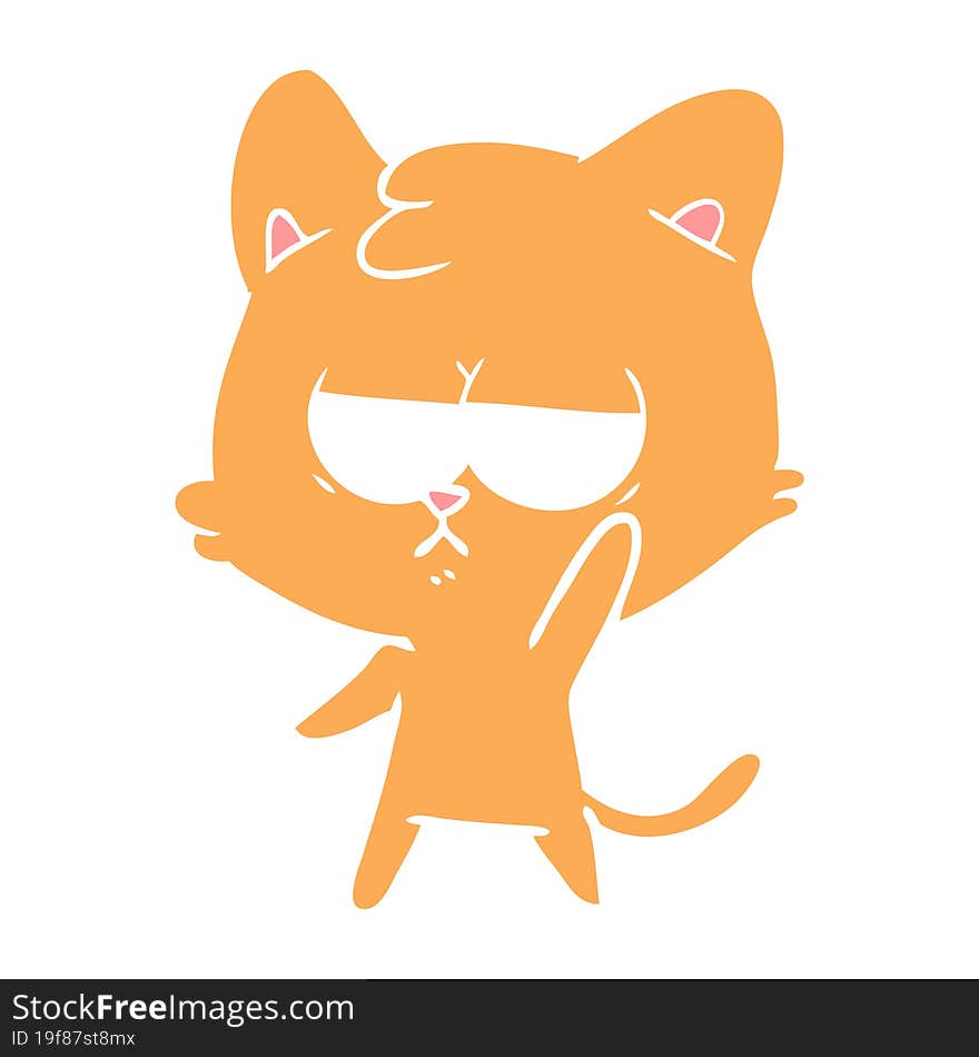 bored flat color style cartoon cat