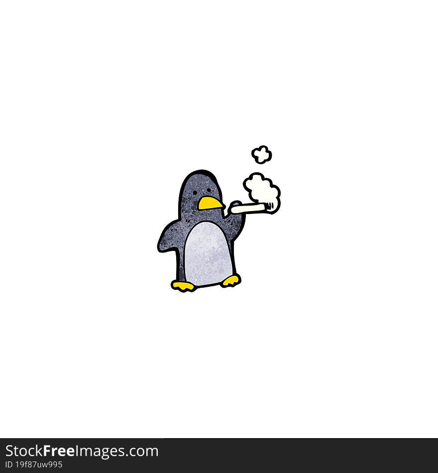 cartoon penguin smoking