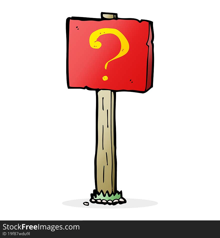 cartoon question mark sign post