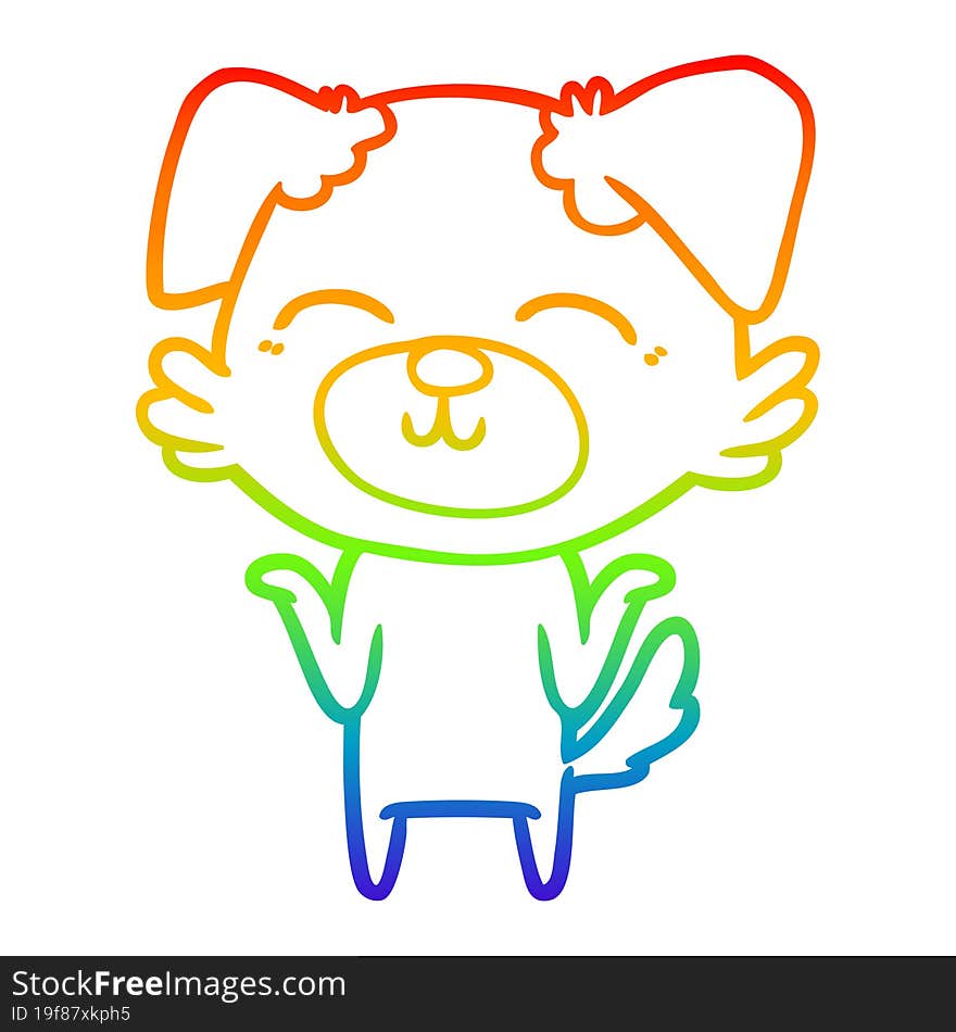 rainbow gradient line drawing of a cartoon dog