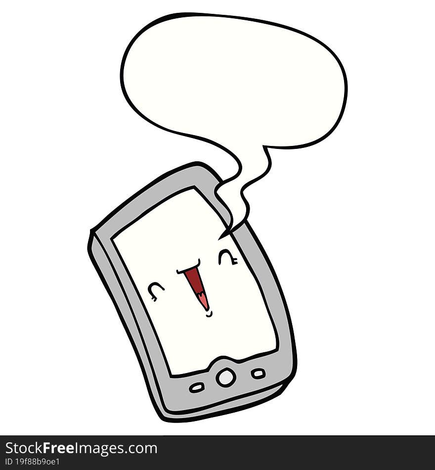 cute cartoon mobile phone and speech bubble