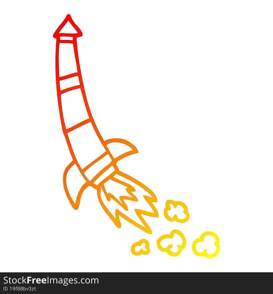 warm gradient line drawing cartoon space rocket