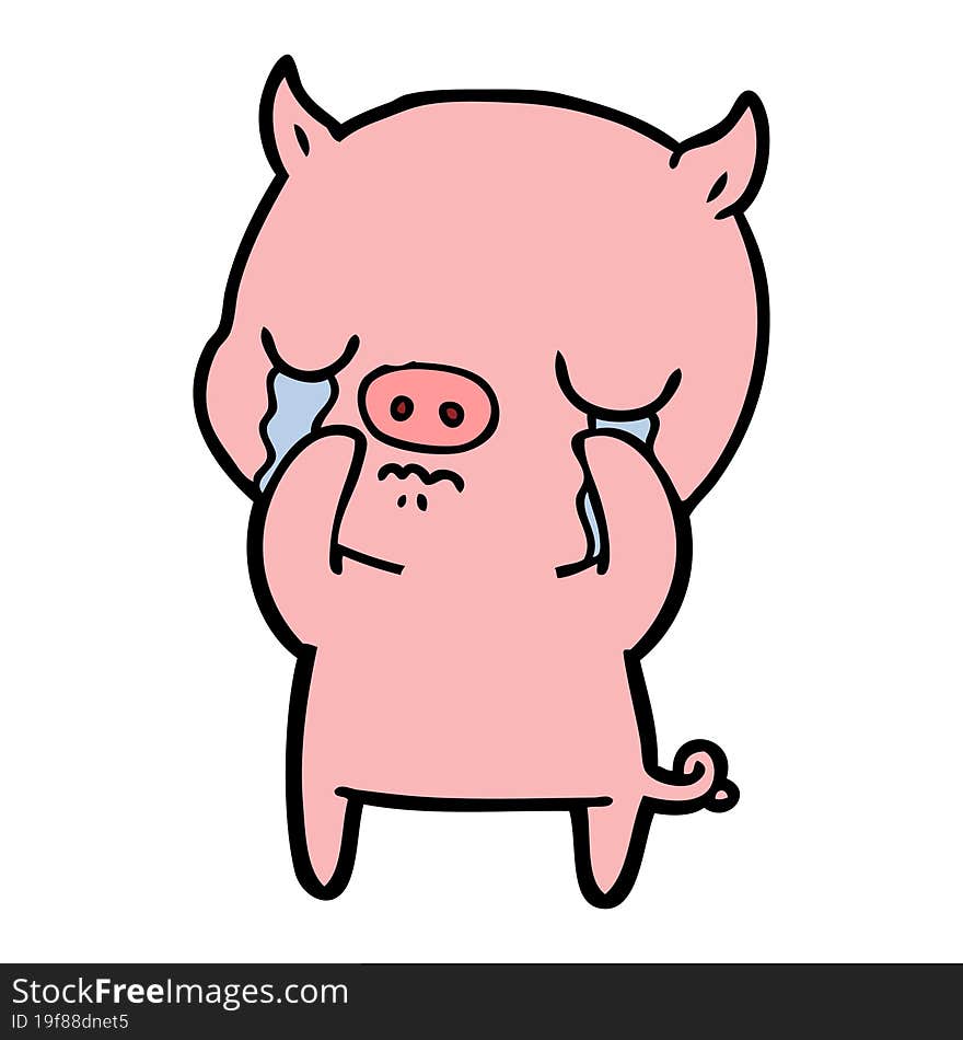 cartoon pig crying. cartoon pig crying