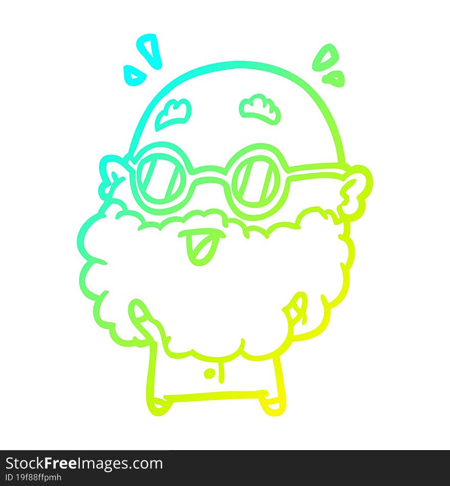 cold gradient line drawing cute surprised old man